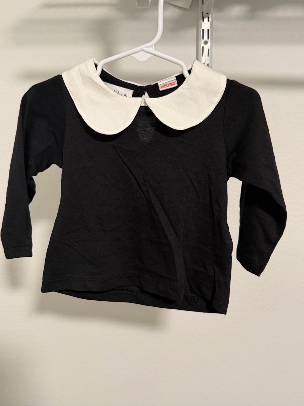 Zara Black Long-Sleeve Top with White Peter Pan Collar - Kids